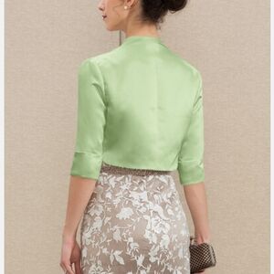 Satin 1/2 sleeve special occasion cocktail wrap bolero size large.